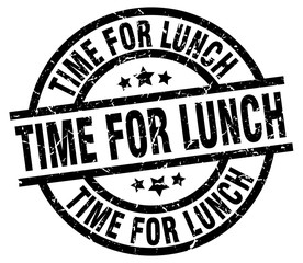 time for lunch round grunge black stamp