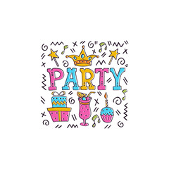 Happy Birthday doodle vector illustration on white background