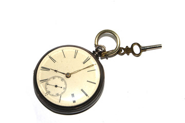 Vintage Pocket Watch on White Background