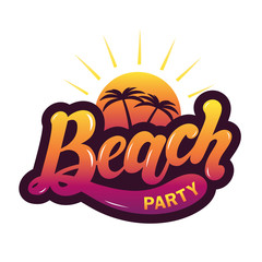 Beach party. Hand drawn lettering