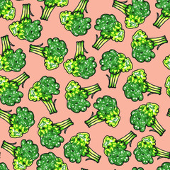 Seamless vegetable pattern. Abstract broccoli hand drawn pattern. Print for fabrics and other surfaces.