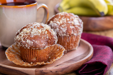 Banana Nut Muffins and Cup of Coffee