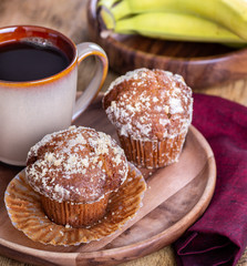 Banana Nut Muffins and Cup of Coffee