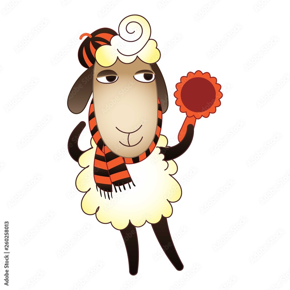 Poster sheep with mirror icon. cartoon of sheep with mirror vector icon for web design isolated on white ba