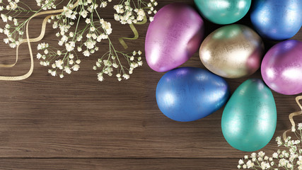 Obraz na płótnie Canvas Easter color eggs 3d render