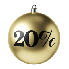 20% sale Christmas ball 3d render
