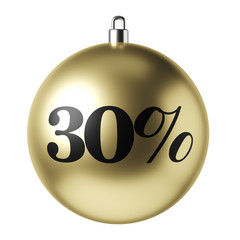30% sale Christmas ball 3d render