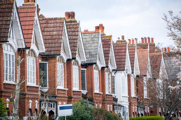 A row of British terraced houses
