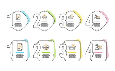 Sharing economy, Hdd and Delete purchase icons simple set. Success business sign. Share, Hard disk, Remove from basket. Growth chart. Business set. Infographic timeline. Line sharing economy icon