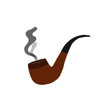 smoking pipe icon in flat style isolated vector illustration on white transparent background