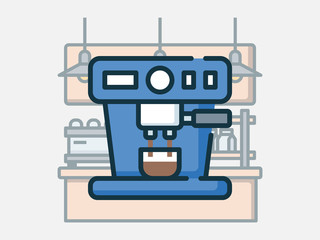 Espresso machine. Coffee shop elements vector illustration.