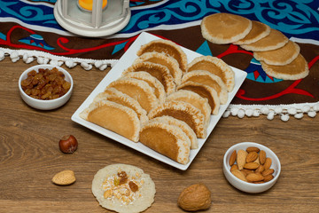 Qatayef - Traditional middle eastern sweets , usually eaten in Muslims holy month : Ramadan