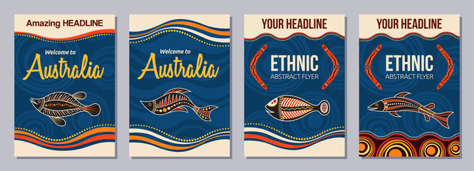 Set of abstract colorful flyers, posters, banners, placards, brochure design templates A6 size. © Andrey