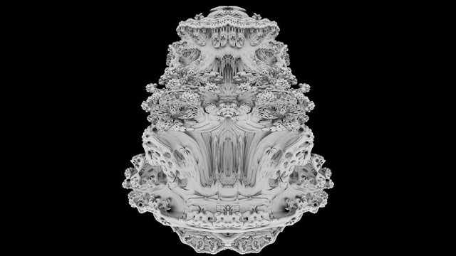 Fractal 2021: A futuristic mandelbulb object twists and turns (with Matte).