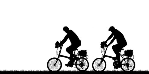 Obraz premium silhouette cyclists bicycle riders on white background.