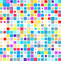 Mosaic of a bright colorful squares on a white background