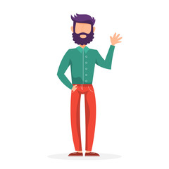 Young man character. Guy with a beard. Handsome