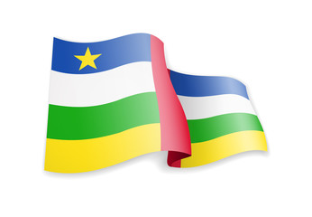 Central African Republic flag in the wind. Flag on white vector illustration