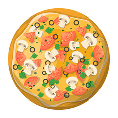 Tasty delicious pizza slice. Italian cheese food.