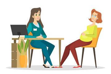 Pregnant woman on a consultation with a doctor. Pregnancy