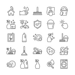 Cleaning line icons. Laundry, Vacuum cleaner and Window sponge icons. Washing machine, Housekeeping service and Maid cleaner equipment. Window cleaning, Wipe off, laundry washing machine. Vector