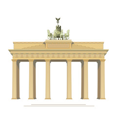 Brandenburg Gate in Berlin Germany vector detailed color illustration for design isolated on white background. - obrazy, fototapety, plakaty