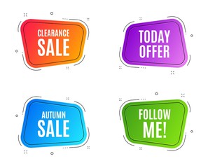 Geometric banners. Autumn Sale. Special offer price sign. Advertising Discounts symbol. Follow me banner. Clearance sale. Vector