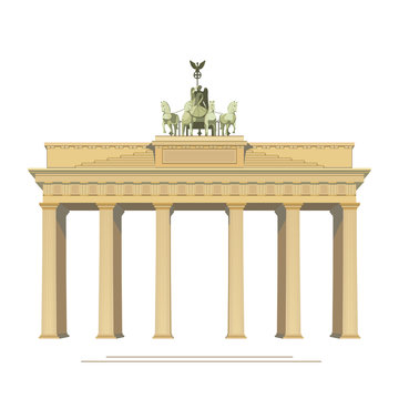 Brandenburg Gate in Berlin Germany vector detailed color illustration for design isolated on white background.