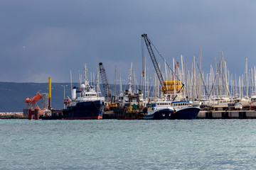 Naklejka premium In the port in the city of Lavrion