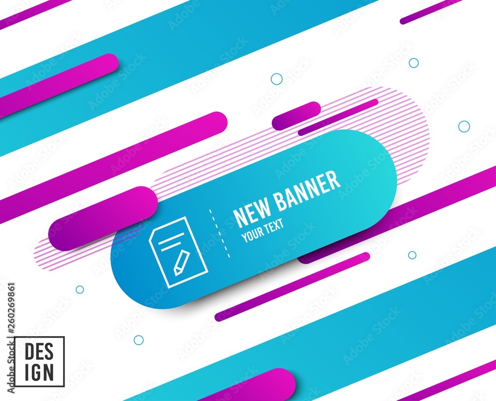 Poster edit document line icon. information file sign. paper page with pencil concept symbol. diagonal abst