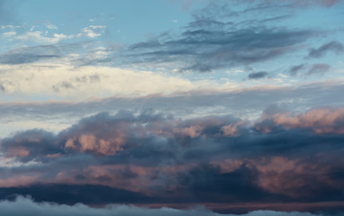 Sunset sky with clouds. Nature background.
