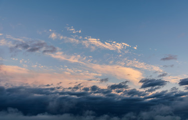Sunset sky with clouds. Nature background.