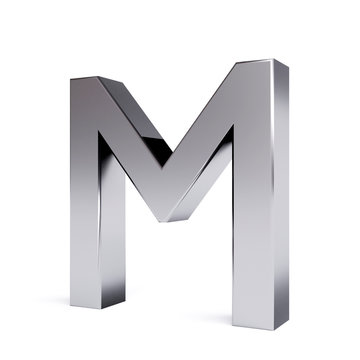 Metal letter M. Collection. 3d image