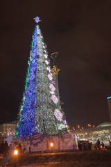 christmas tree with lights and lights