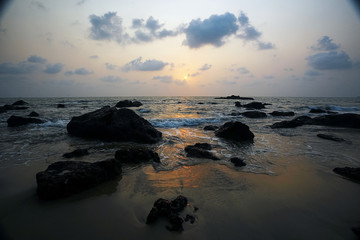 Fototapeta na wymiar Beautiful sunset on the beach