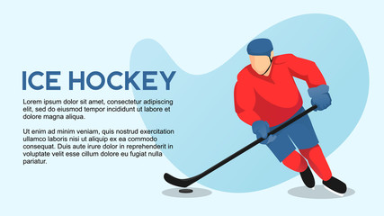 ice hockey web page banner and presentation template semi flat style illustration