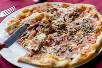 Pizza with tomato sauce 