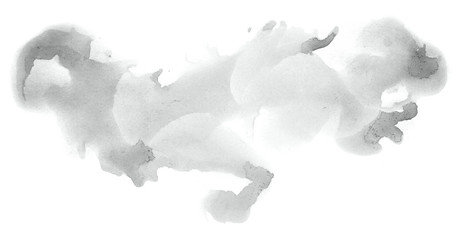 Abstract watercolor background hand-drawn on paper. Volumetric smoke elements. Neutral gray color. For design, web, card, text, decoration, surfaces.