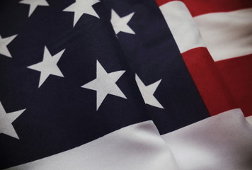 Part view of the stars and stripes flag of the United States of America with vintage colour effects applied