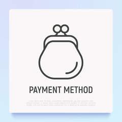 Payment method: retro purse thin line icon. Modern vector illustration for mobile app.