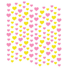 heart shapes in different sizes and colors for Valentines Day background.