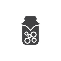 Marinated vegetables vector icon. Jar of pickles filled flat sign for mobile concept and web design. Preserved food jar glyph icon. Agriculture symbol, logo illustration. Pixel perfect vector graphics