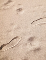 Fototapeta na wymiar Shoe print on the sand