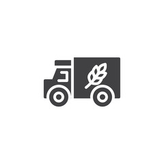 Farm truck vector icon. filled flat sign for mobile concept and web design. Bread delivery truck glyph icon. Agriculture symbol, logo illustration. Pixel perfect vector graphics
