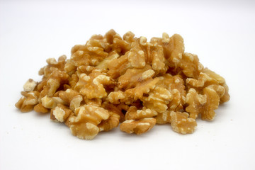 Walnut Kernels (Other Names: Juglans Regia, Persian Walnut, English Walnut, Circassian Walnut). Isolated Image On A White Background