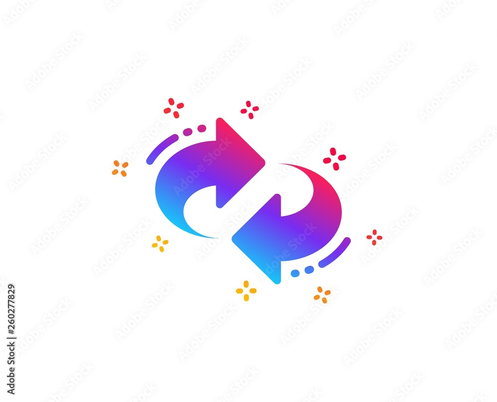 Poster refresh, change arrow icon. rotation arrowhead symbol. navigation pointer sign. dynamic shapes. grad