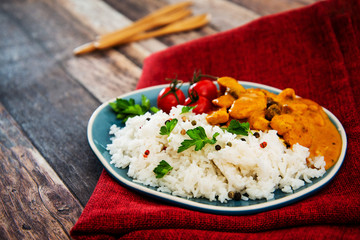 chicken tikka masala and rice basmati