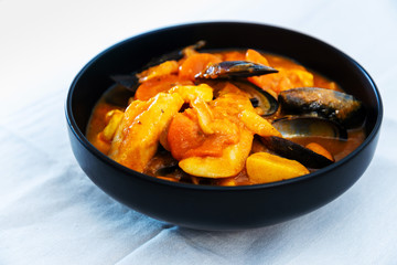 bowl of Mediterranean french fish soup Bouillabaisse