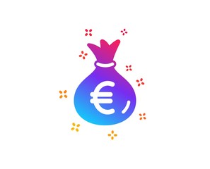 Money bag icon. Cash Banking currency sign. Euro or EUR symbol. Dynamic shapes. Gradient design money bag icon. Classic style. Vector