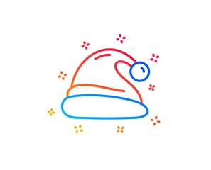 Santa hat line icon. Christmas or New year sign. Claus symbol. Gradient design elements. Linear santa hat icon. Random shapes. Vector